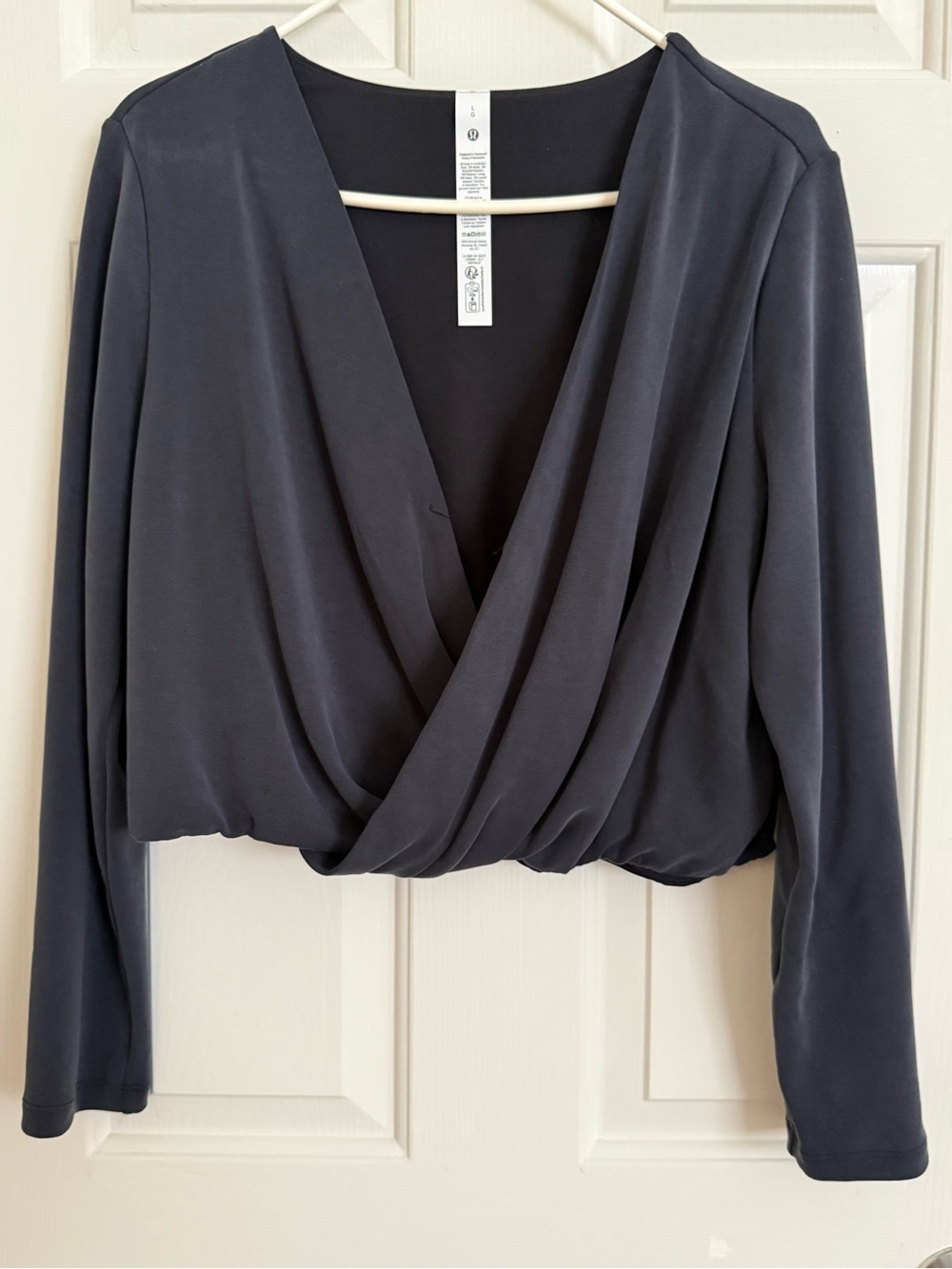 lululemon athletica Navy Draped Surplice Long Sleeve Blouse